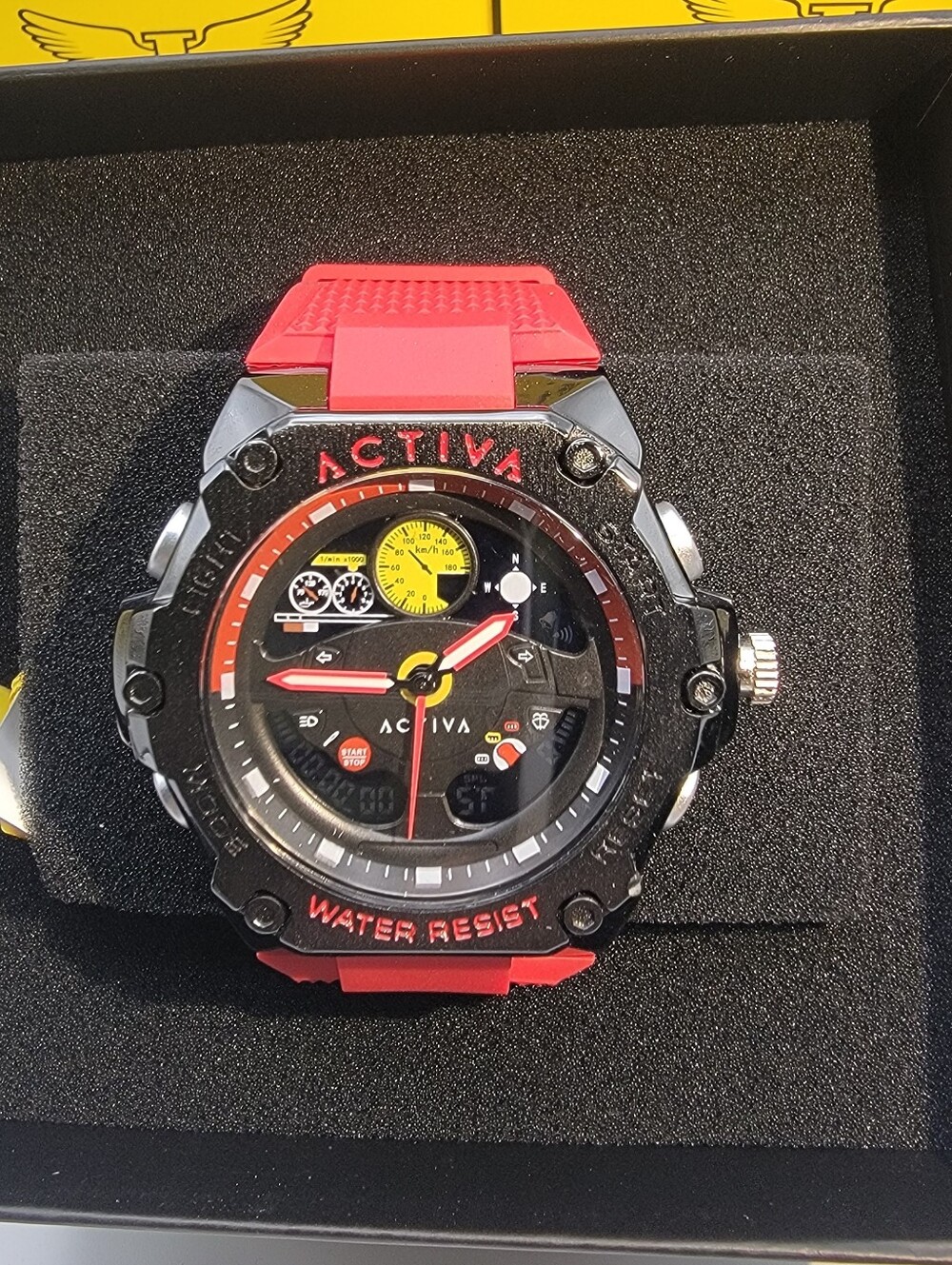 Activa X Invicta Racing Mens Black & Red  55mm Watch ACW8092-003 NIB $99 Retail